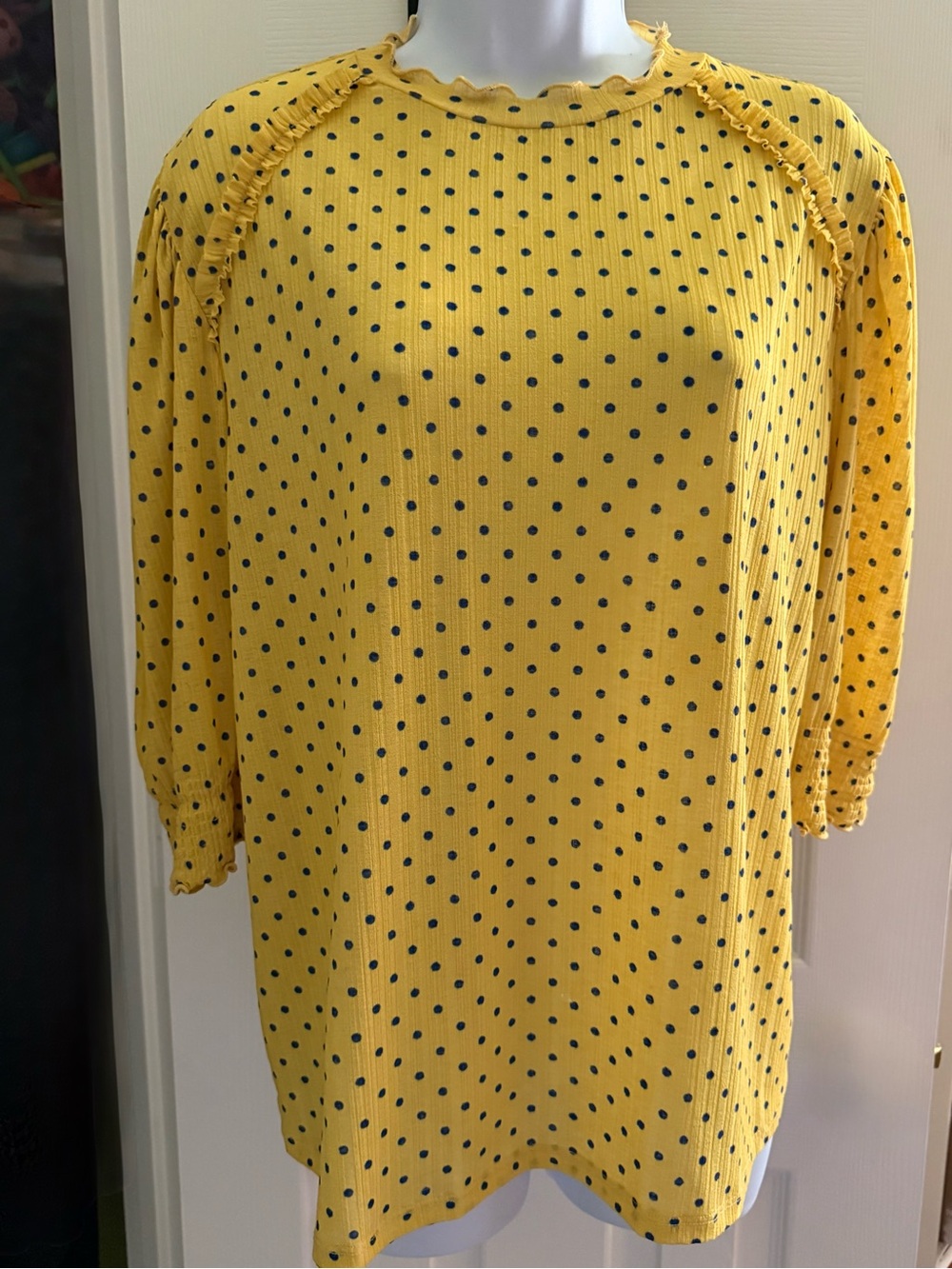 Zara Yellow Polka Dot Women's Blouse Dress